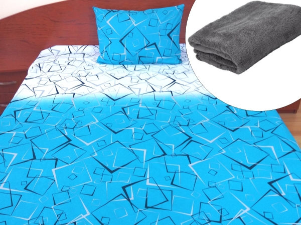 Set lenjerie pat 1 persoana Abstract cu patura gri Set lenjerie pat 1 persoana Abstract cu patura gri