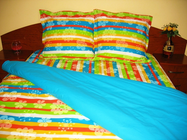 Lenjerie de pat Multicolor Duo Azur CV, 2 persoane, calitate I, gama Lenjerii CriDesign
