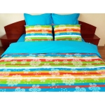 Lenjerie de pat Multicolor Duo Azur, 2 persoane, calitate I, gama Lenjerii CriDesign
